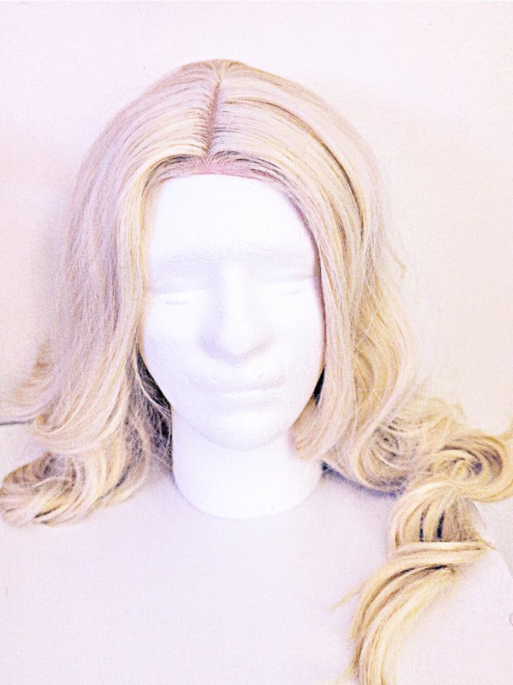 Blonde Wig 26 Inches Curly Lace Front Synthetic Wavy Hair Yellow Cosplay Gyaru